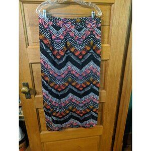 Catos Size Large Skirt Chevron Striped Stretchy Black Red Orange Lined